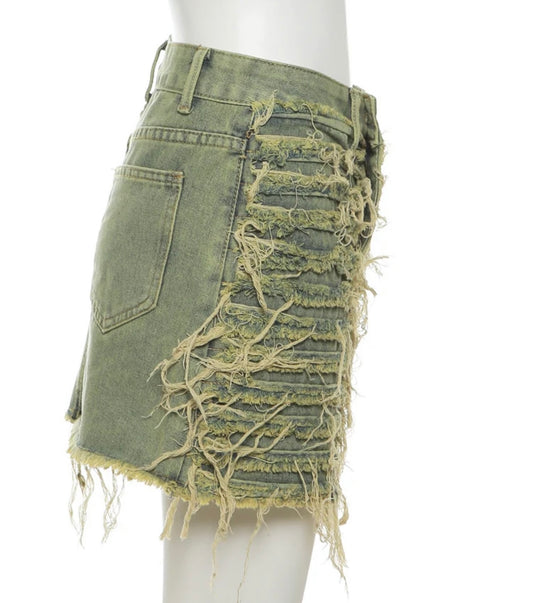 Distressed Mini Skirt